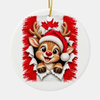 Canadese Kerst Rendier Keramisch Ornament