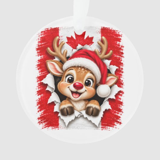 Canadese Kerst Rendier Ornament (voorkant)