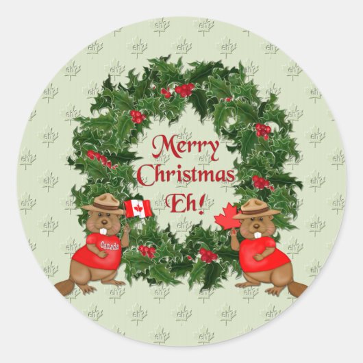 Canadese kerst ronde sticker (Voorkant)