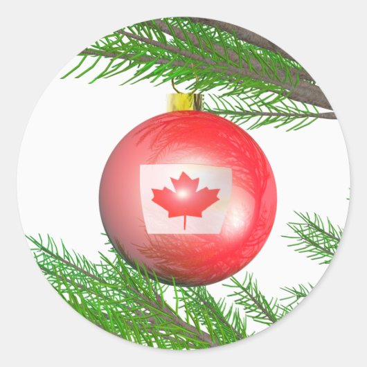 Canadese kerstboomdecoratie ronde sticker (Voorkant)