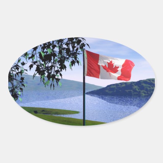 Canadese kleuren ovale sticker (Voorkant)