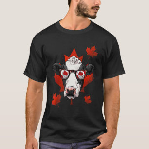 Canadese Koe Esdoorn Boom Blad Canada Vlag Koe Bo T-shirt
