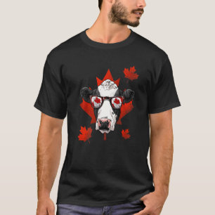 Canadese Koe Esdoornblad Patriottische Canada Vlag T-shirt