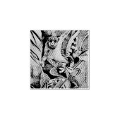 Canadese kunstenaar, wilde aap, grappig kunstwerk rubberstempel (Afrduk)