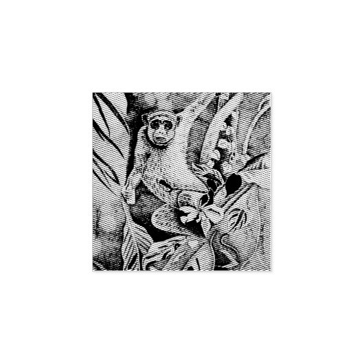 Canadese kunstenaar, wilde aap, grappig kunstwerk rubberstempel (Afrduk)