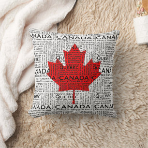 Canadese Leaf w/ City & States Background Kussen