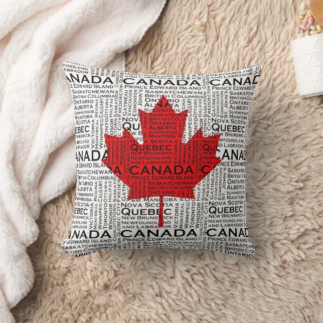 Canadese Leaf w/ City & States Background Kussen (Deken)