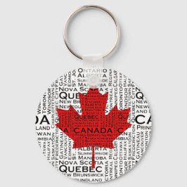 Canadese Leaf w/ City & States Background Sleutelhanger