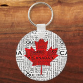 Canadese Leaf w/ City & States Background Sleutelhanger (Voorkant)