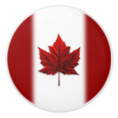 Canadese lederdeklep Knoopt Canada-vlagdeeg Keramische Knop (Voorkant)