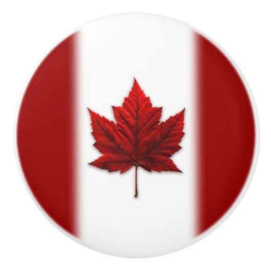 Canadese lederdeklep Knoopt Canada-vlagdeeg Keramische Knop (Voorkant)