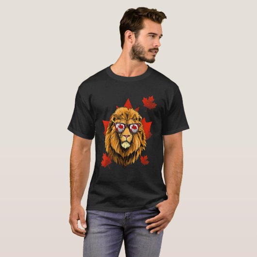 Canadese leeuwenkapelboom Leaf Canada Flag Animal T-shirt (Voorkant volledig)