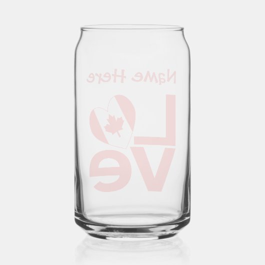 Canadese LIEFDE Rood Gepersonaliseerd Blikvorm Glas (Achterkant)