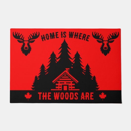 Canadese Log Cabin Grappig Decoratief Deurmat (Voorkant)