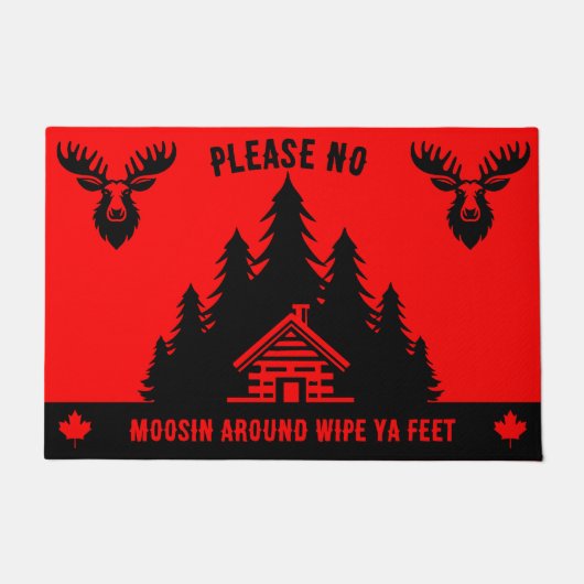 Canadese Log Cabin Grappig Decoratief Deurmat (Voorkant)