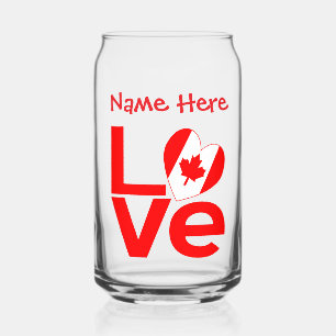 Canadese LOVE Rood Persoonlijk Blikvorm Glas