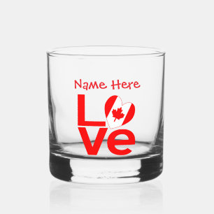 Canadese LOVE Rood Persoonlijk Whisky Glas