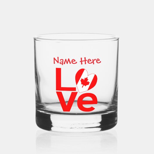 Canadese LOVE Rood Persoonlijk Whisky Glas (Voorkant)