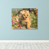 Canadese Lynx Jong, Alaska Canvas Afdruk (Insitu (Houten vloer))