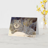 Canadese Lynx notecard Kaart (Gele Bloem)