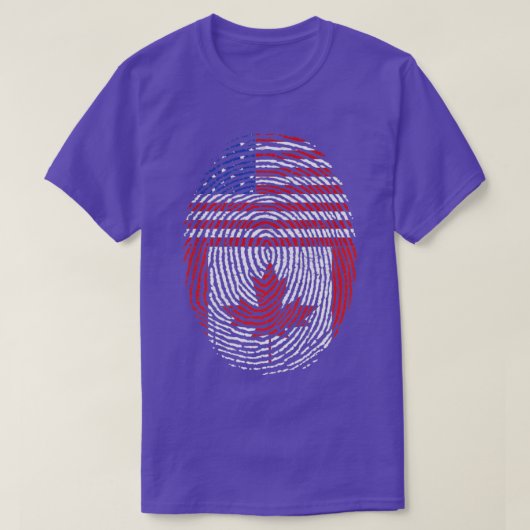 Canadese maaple Leaf US Flag American Fingerprint  T-shirt (Design voorkant)