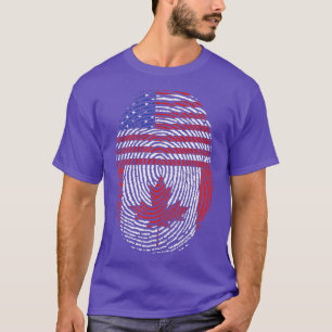 Canadese maaple Leaf US Flag American Fingerprint T-shirt