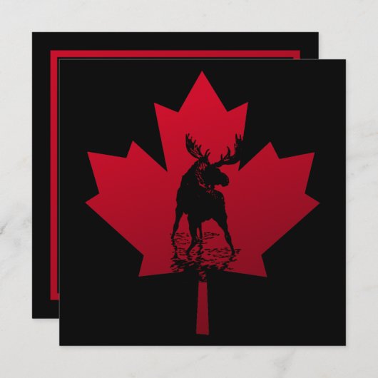 Canadese Maple Leaf en Moose uitnodiging (Voorkant / Achterkant)
