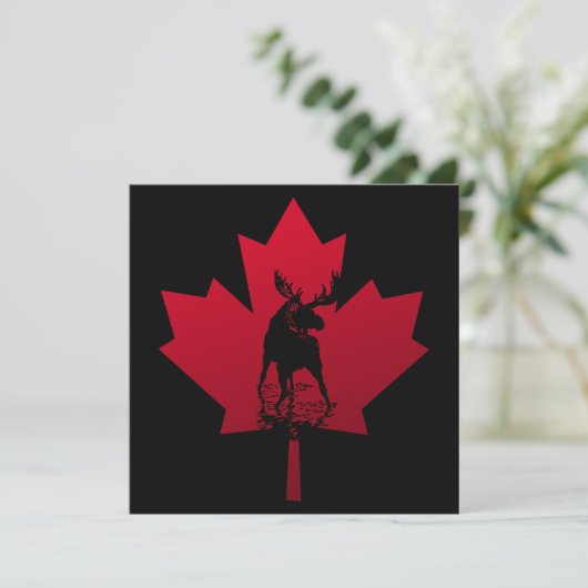 Canadese Maple Leaf en Moose uitnodiging (Staand voorkant)