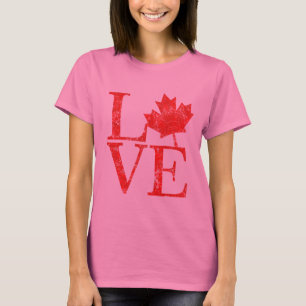 Canadese Maple Leaf LOVE Grunge Style CANADA T-shirt