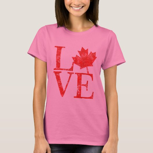 Canadese Maple Leaf LOVE Grunge Style CANADA T-shirt (Voorkant)