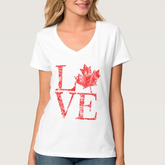 Canadese Maple Leaf LOVE Grunge Style CANADA T-shirt (Voorkant)