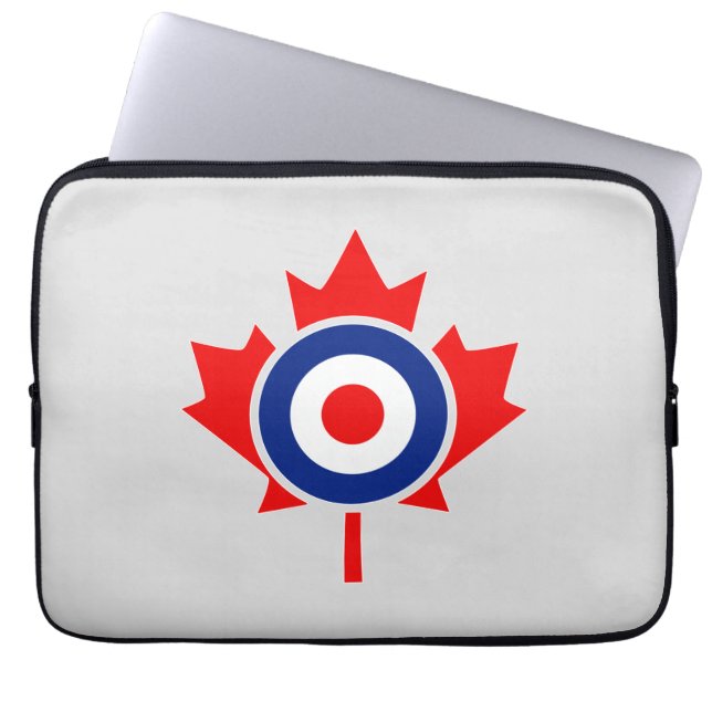Canadese Maple Leaf Ronde Mod BLAUW Laptop Sleeve (Voorkant)