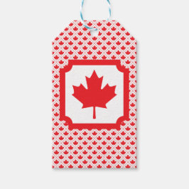 Canadese Maple Leaf Rood en Wit Ontwerp Cadeaulabel