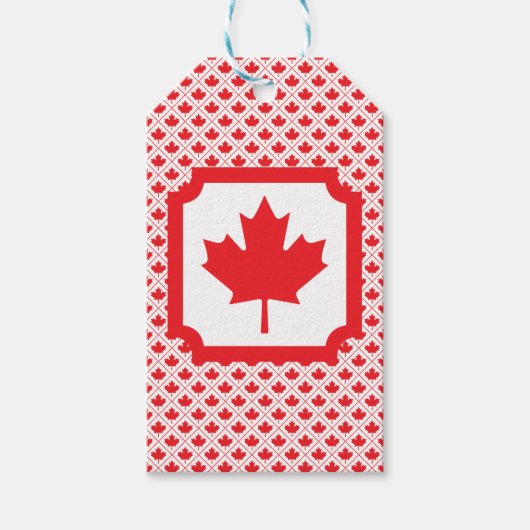 Canadese Maple Leaf Rood en Wit Ontwerp Cadeaulabel (Voorkant)