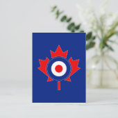 Canadese Maple Leaf Roundel Mod op blauw Briefkaart (Staand voorkant)