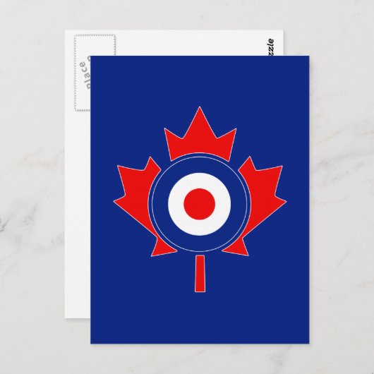 Canadese Maple Leaf Roundel Mod op blauw Briefkaart (Voorkant / Achterkant)
