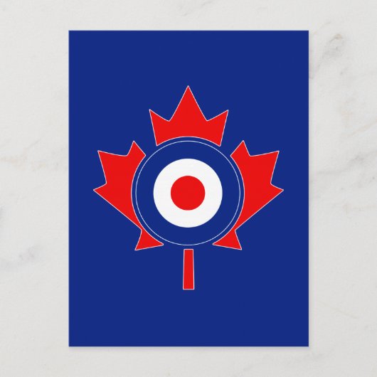 Canadese Maple Leaf Roundel Mod op blauw Briefkaart (Voorkant)