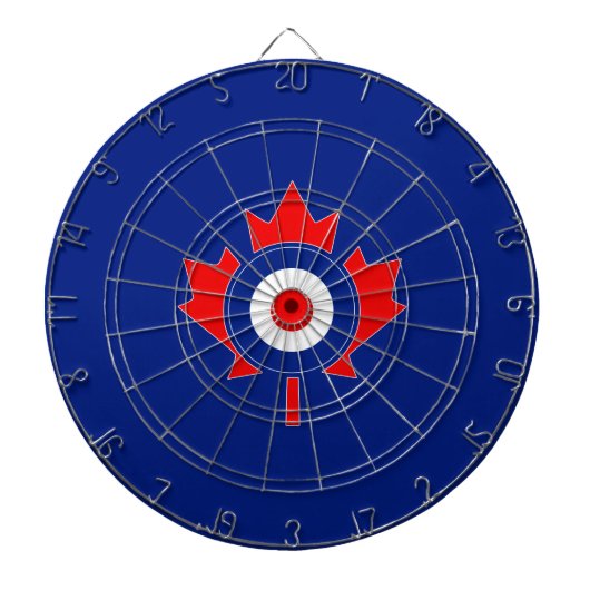 Canadese Maple Leaf Roundel Mod op blauw Dartbord (Voorkant)
