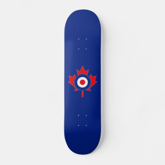 Canadese Maple Leaf Roundel Mod op blauw Skateboard (Voorkant)