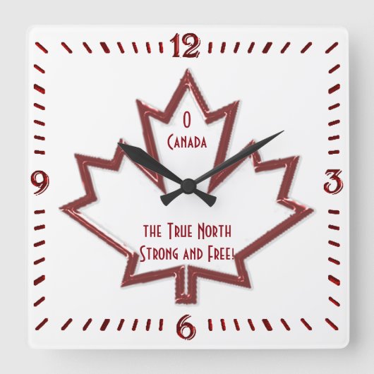 Canadese maple Leaf Square Wall klok (Voorkant)