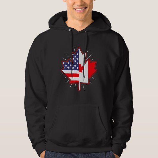 Canadese Maple Leaf US Flag Canada Day for Men Hoodie (Voorkant)