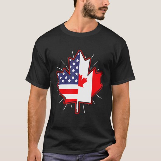 Canadese Maple Leaf US Flag Canada Day for Men T-shirt (Voorkant)