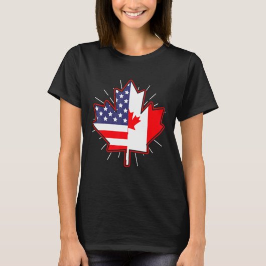 Canadese Maple Leaf US Flag Canada Day for Men T-shirt (Voorkant)