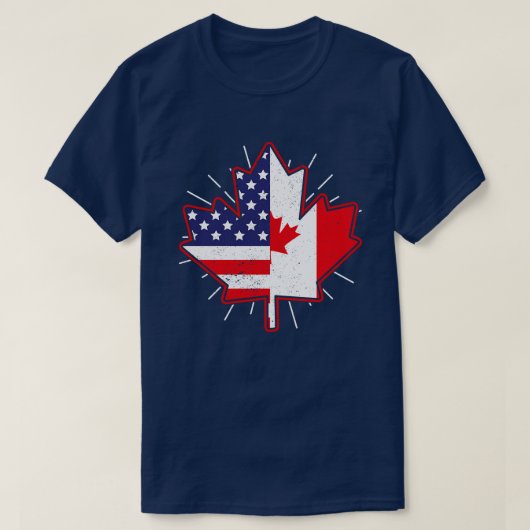 Canadese Maple Leaf USA Vlag Amerikaanse Vriendsch T-shirt (Design voorkant)