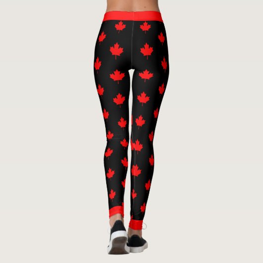 Canadese Maple op Red en Black Leggings (Achterkant)