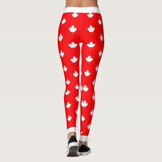 Canadese Maple op rood en wit Leggings (Achterkant)