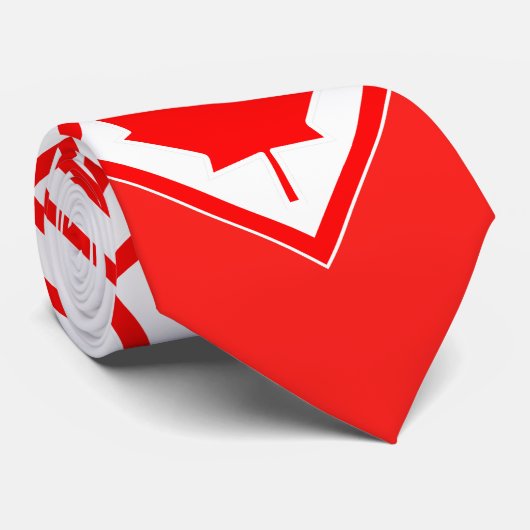 Canadese Maple op rood en wit Stropdas (Opgerold)