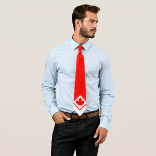Canadese Maple op rood en wit Stropdas