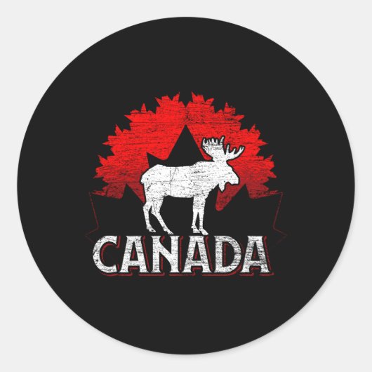 Canadese Moose Maple Leaf Animal Canada Ronde Sticker (Voorkant)