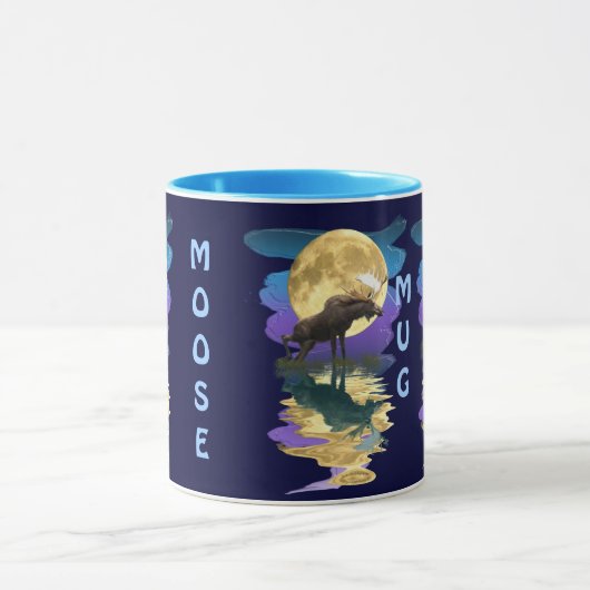 Canadese Moose & Moon Souvenir Wildlife Art Mok (Midden)